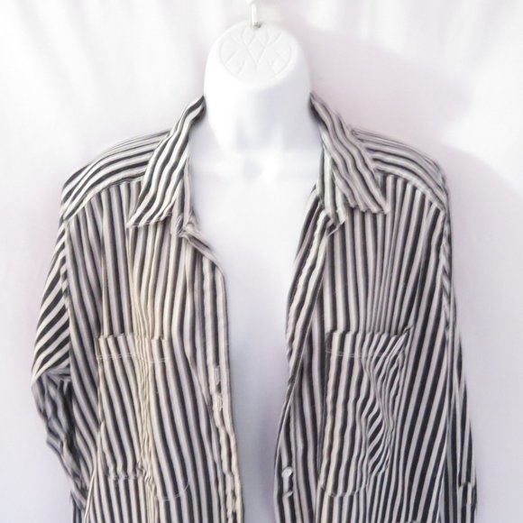 Free People Dresses & Skirts - Free People Dress Shacket Striped Black and White